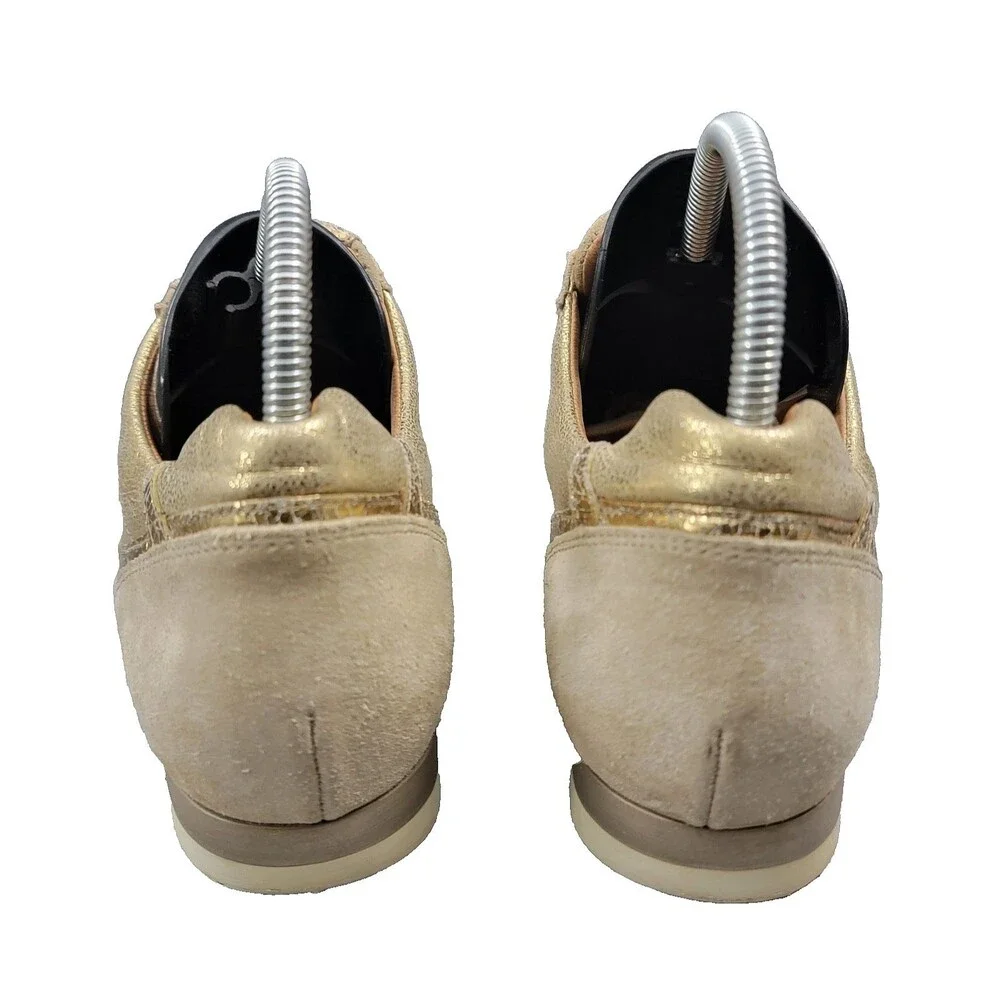 Gabor Metallic Gold Low Top Trainers Leather Sneakers Women's 7 UK 9 - 9.5 US